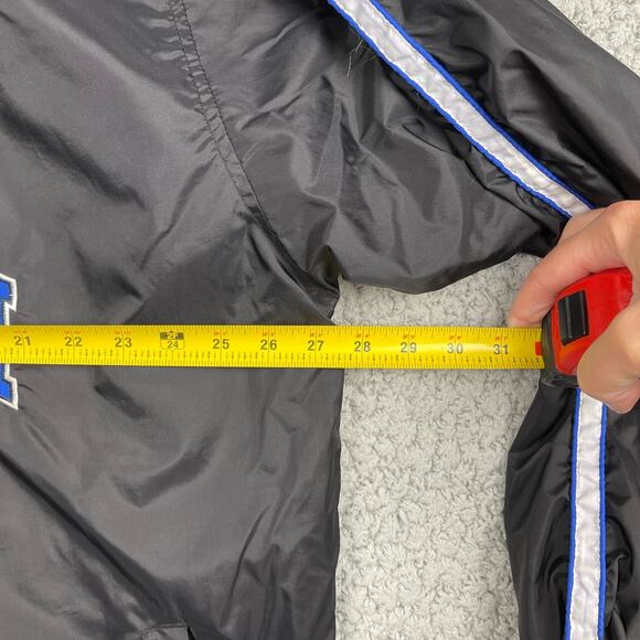 Boombah Warm Up Nylon Pullover Mens XL Black V-Neck Windbreaker Blue Stripe - Picture 4 of 10